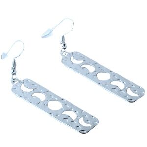 New Sterling Silver Handmade Celestial Cut Out Moon Phase Totem Drop Earrings